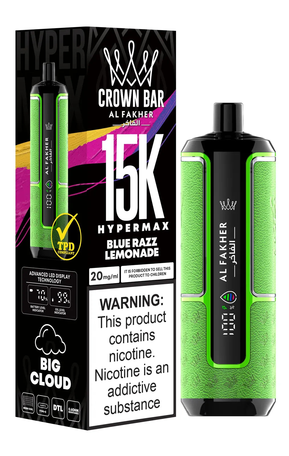Al Fakher Crown Bar 15000 Hypermax Vape Kit - Box of 10