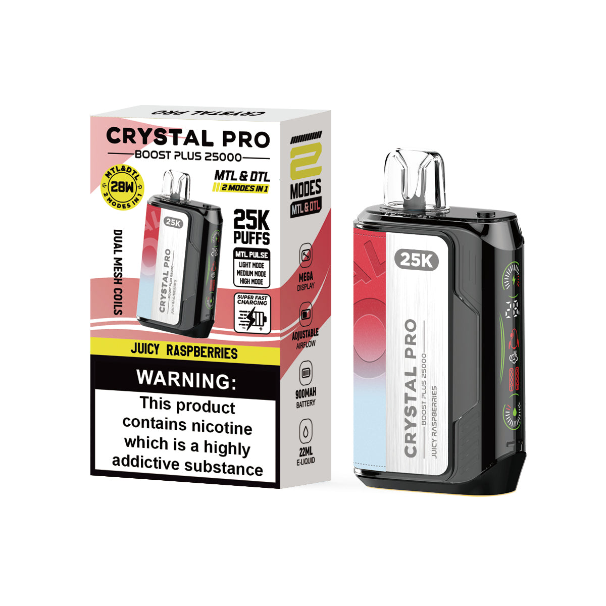 Crystal Pro Boost Plus 25000 Prefilled Vape Pod Kit - Box of 5