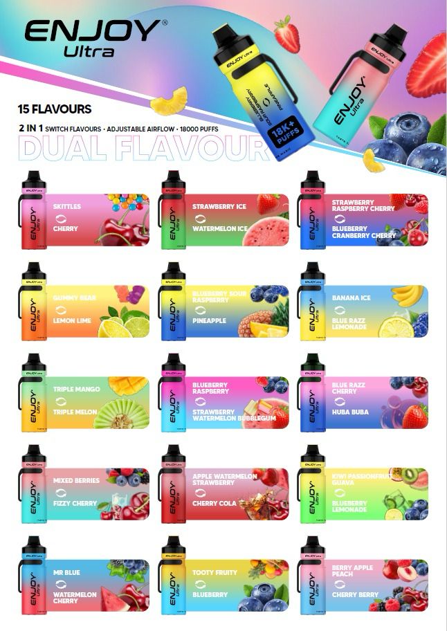 Enjoy Ultra 18k Puffs Dual Flavours Prefilled Vape Pod Kit - Box of 10