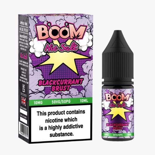 Boom Nic Salt 10ml Pack of 5 Available In Blackcurrant Brust Flavour 