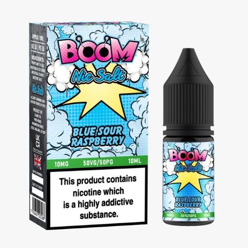Boom Nic Salt 10ml Pack of 5 Available In Blue Sour Raspberry Flavour 