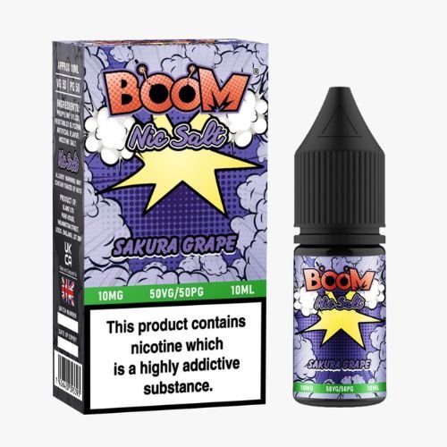 Boom Nic Salt 10ml Pack of 5 Available In Sakura Grape Flavour 