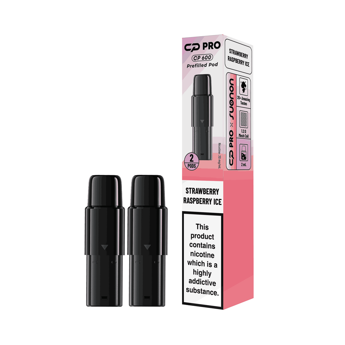CP Pro 600 Prefilled Vape Pod Kits Pack of 2 -with Strawberry Raspberry Ice flavour