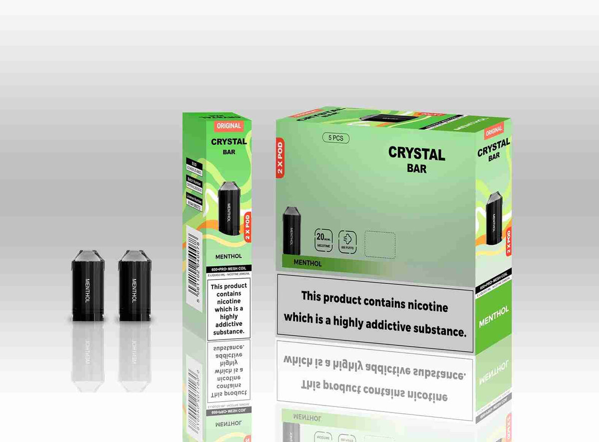 Crystal Bar Original 600 Replacement Pods Pack of 10 -  with Menthol flavour Wholesale Price !