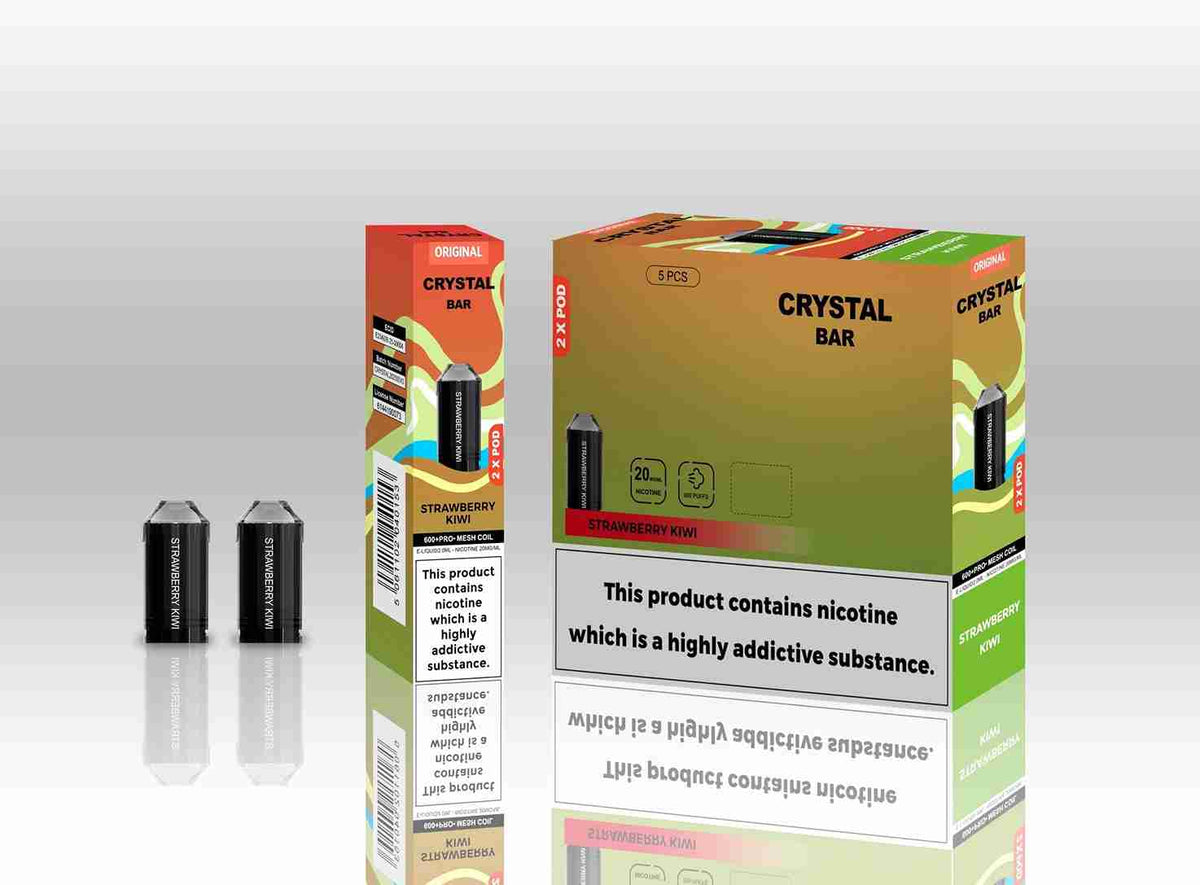Crystal Bar Original 600 Replacement Pods Pack of 10 - with Strawberry kiwi flavour Wholesale Price !