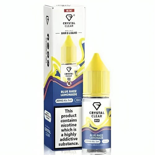 Crystal Clear Nic Salt 10ml Pack of 10, Blue Lemonade Flavour 