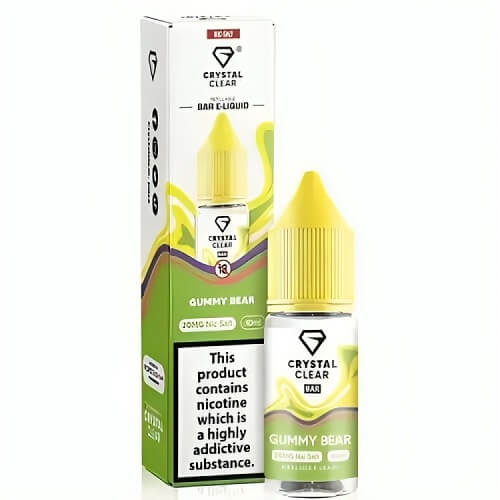 Crystal Clear Nic Salt 10ml Pack of 10, Gummy Bear Flavour 