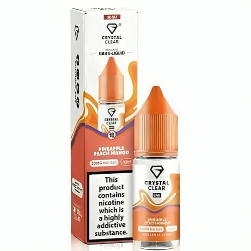Crystal Clear Nic Salt 10ml Pack of 10, Pineapple Peach Mango Flavour 