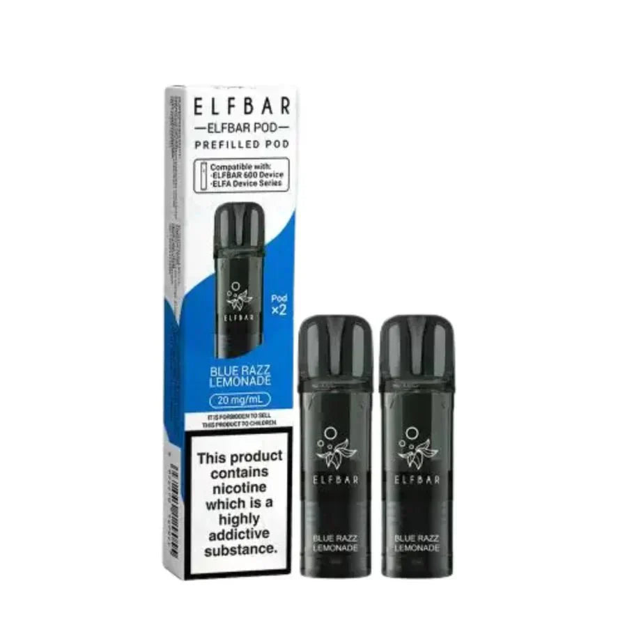 Elf Bar 600 Prefilled Pods Box of 10 Blue Razz Lemonade Flavour 