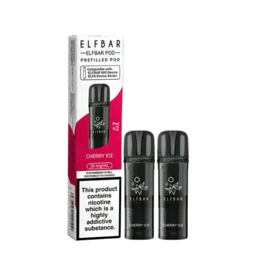 Elf Bar 600 Prefilled Pods Box of 10, Cherry Ice Flavour 