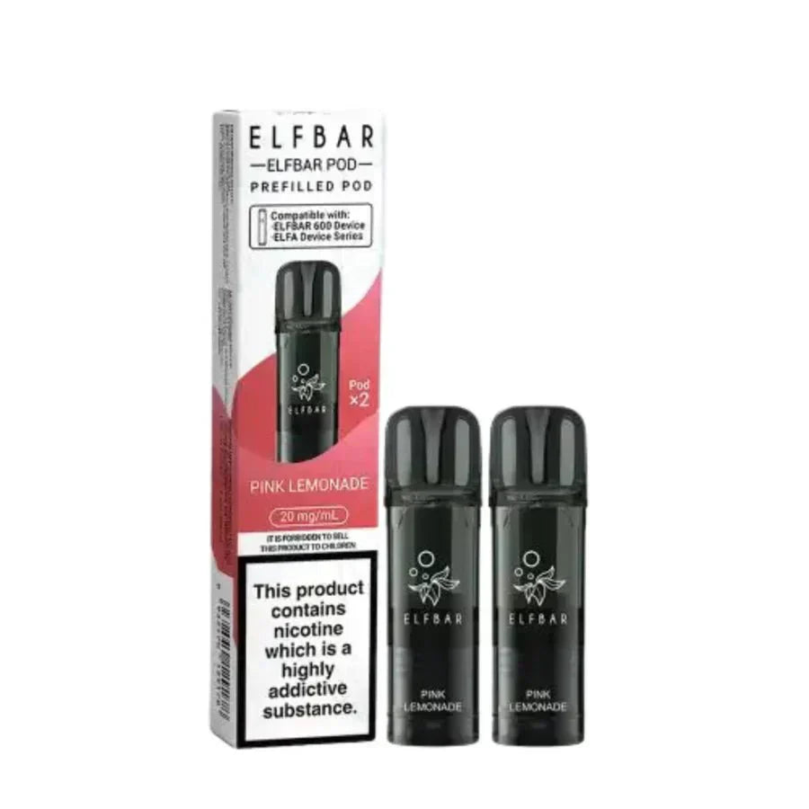 Elf Bar 600 Prefilled Pods Box of 10, Pink Lemonade Flavour 