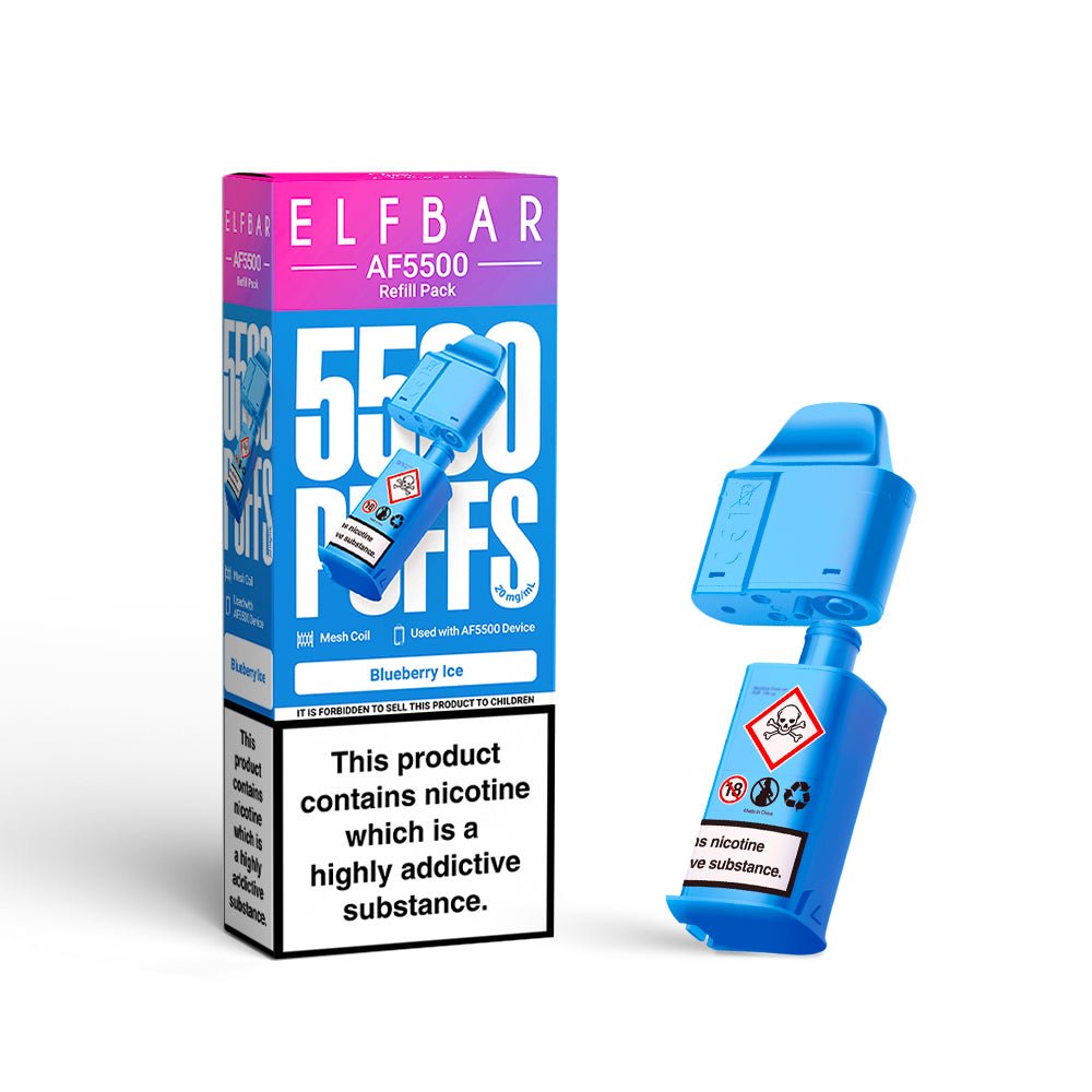 Elf bar AF5000 Refill Replacement Pods Box of 5, Blueberry Ice Flavour