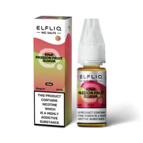Elf Bar Elf Liq Nic Salt 10ml Box of 10, Kiwi Passion Fruit Guavav Flavour 