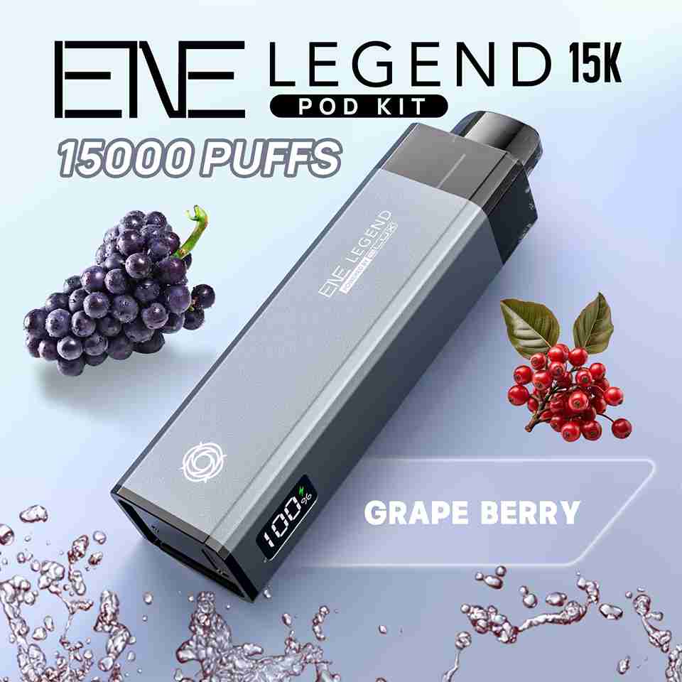 Elux ENE Legend 15k Puffs Prefilled Pod Kit - Box of 5 Available In Grape Berry Flavour