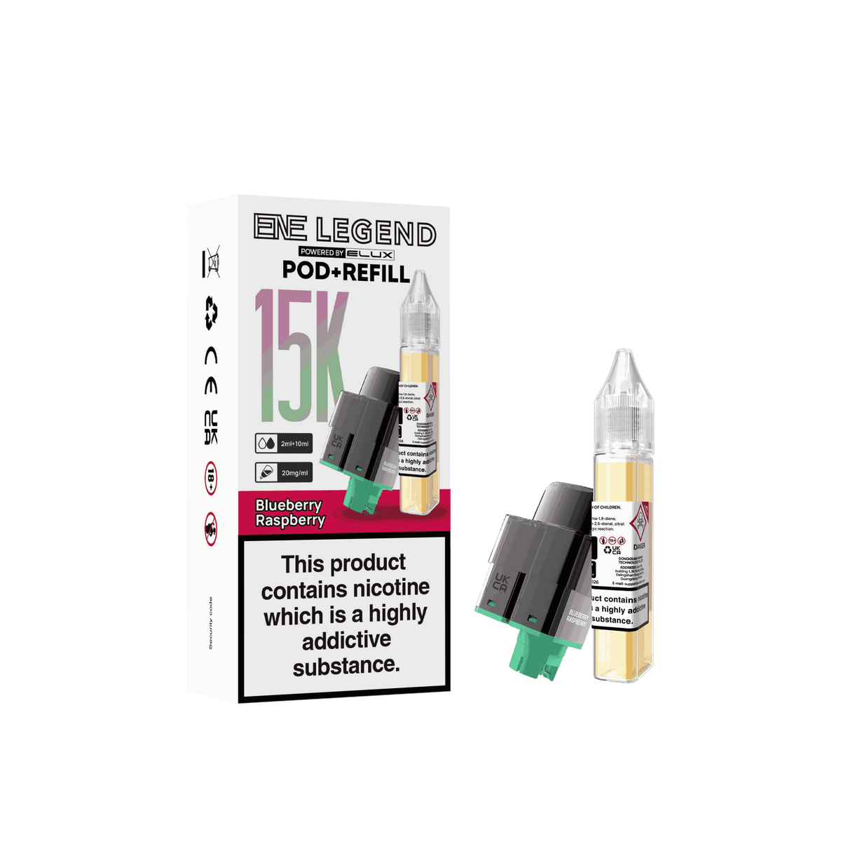 Elux ENE Legend 15k Replacement Pods Pack of 5 - Wholesale Price ! with Blueberry Raspberry flavour