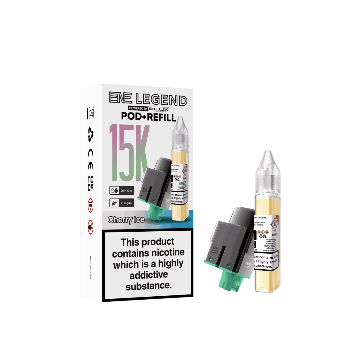 Elux ENE Legend 15k Replacement Pods Pack of 5 - Wholesale Price ! with Cherry Ice flavour 