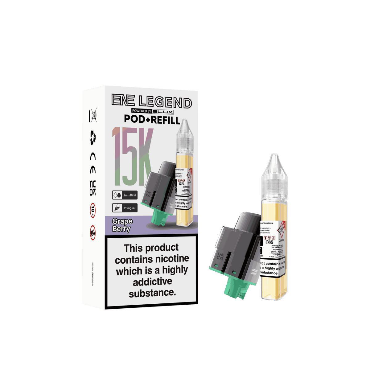 Elux ENE Legend 15k Replacement Pods Pack of 5 - Wholesale Price ! with Grape Berry flavour