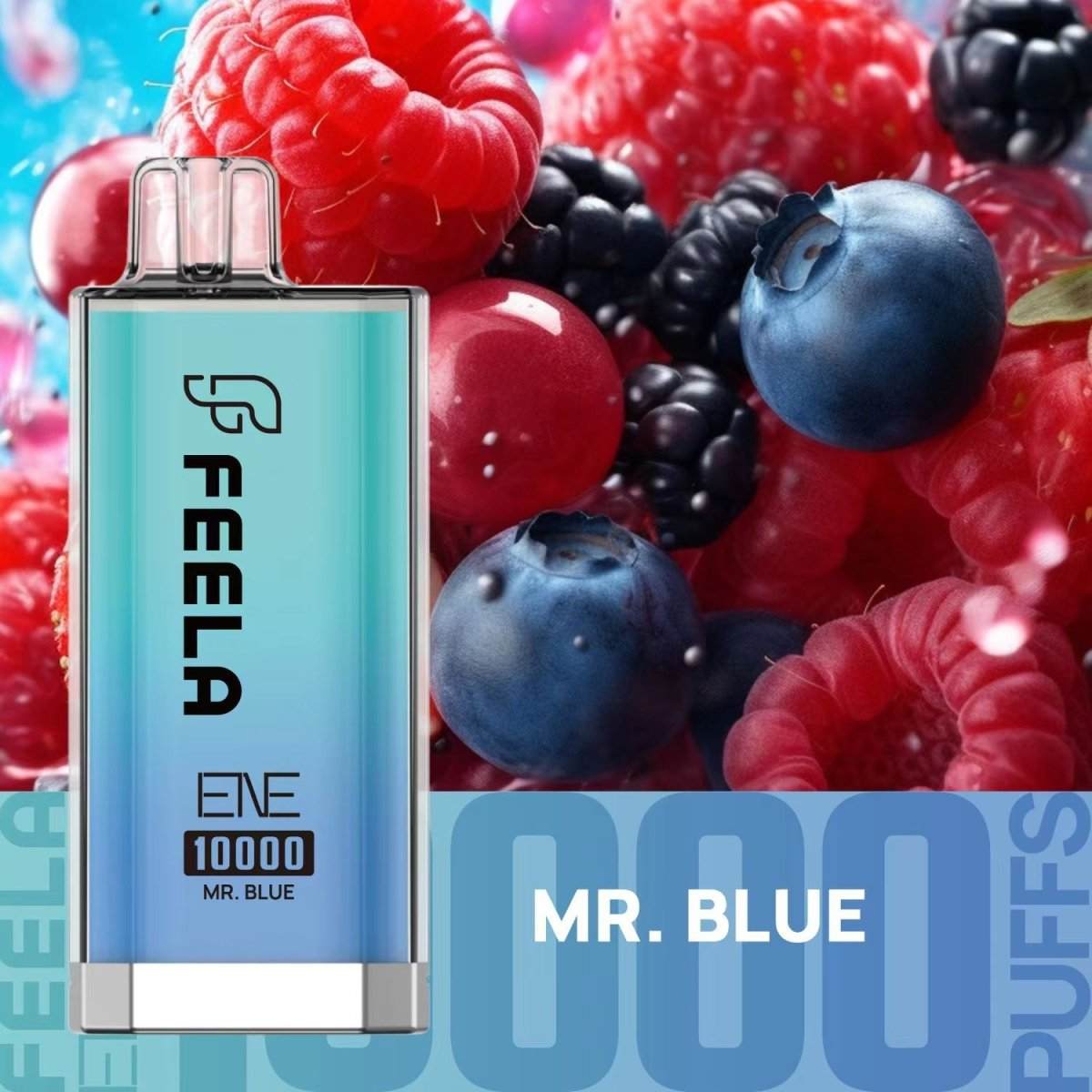 Feela ENE/Elux 10000 Disposable Vape Puff Pod Box of 10 with Mr Blue flavour