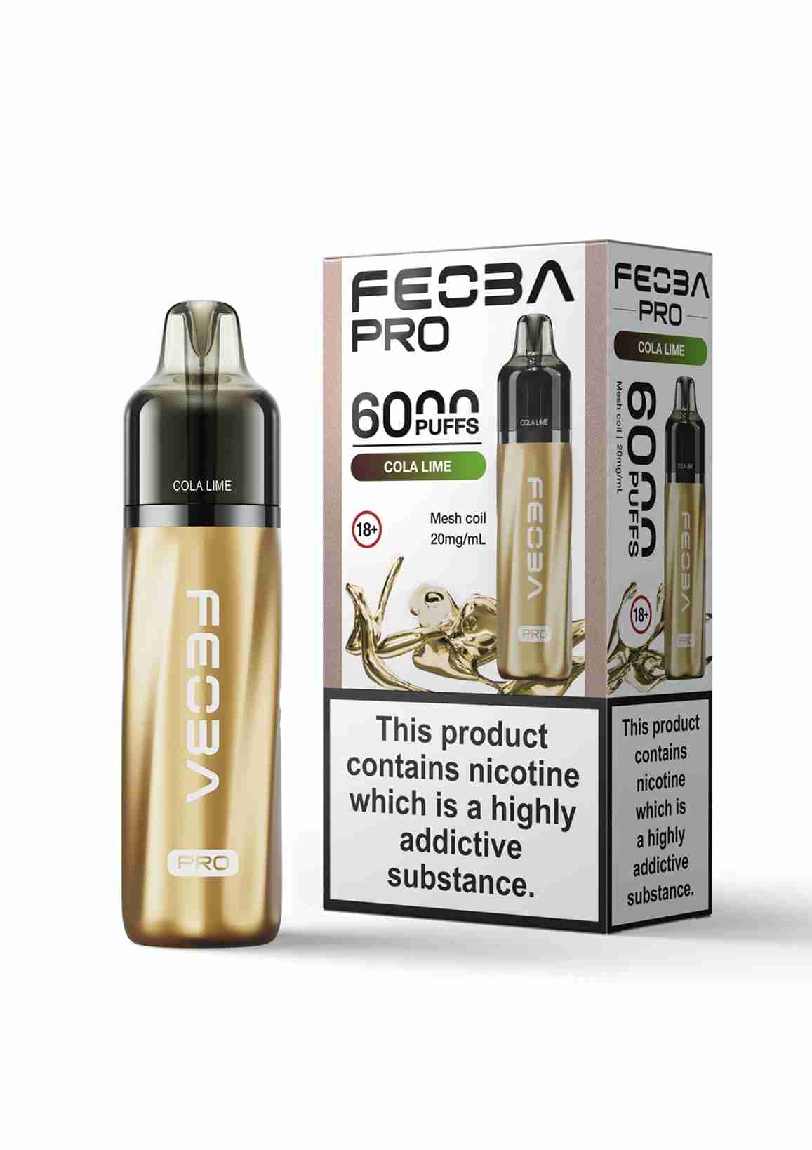 Feoba Pro 6000+ Disposbale Vape Box of 5 - with Cola Lime flavour