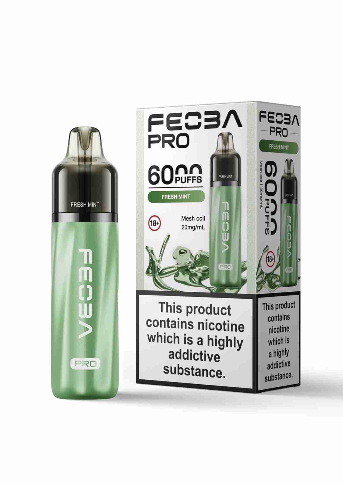 Feoba Pro 6000+ Disposbale Vape Box of 5 - with Fresh Mint flavour