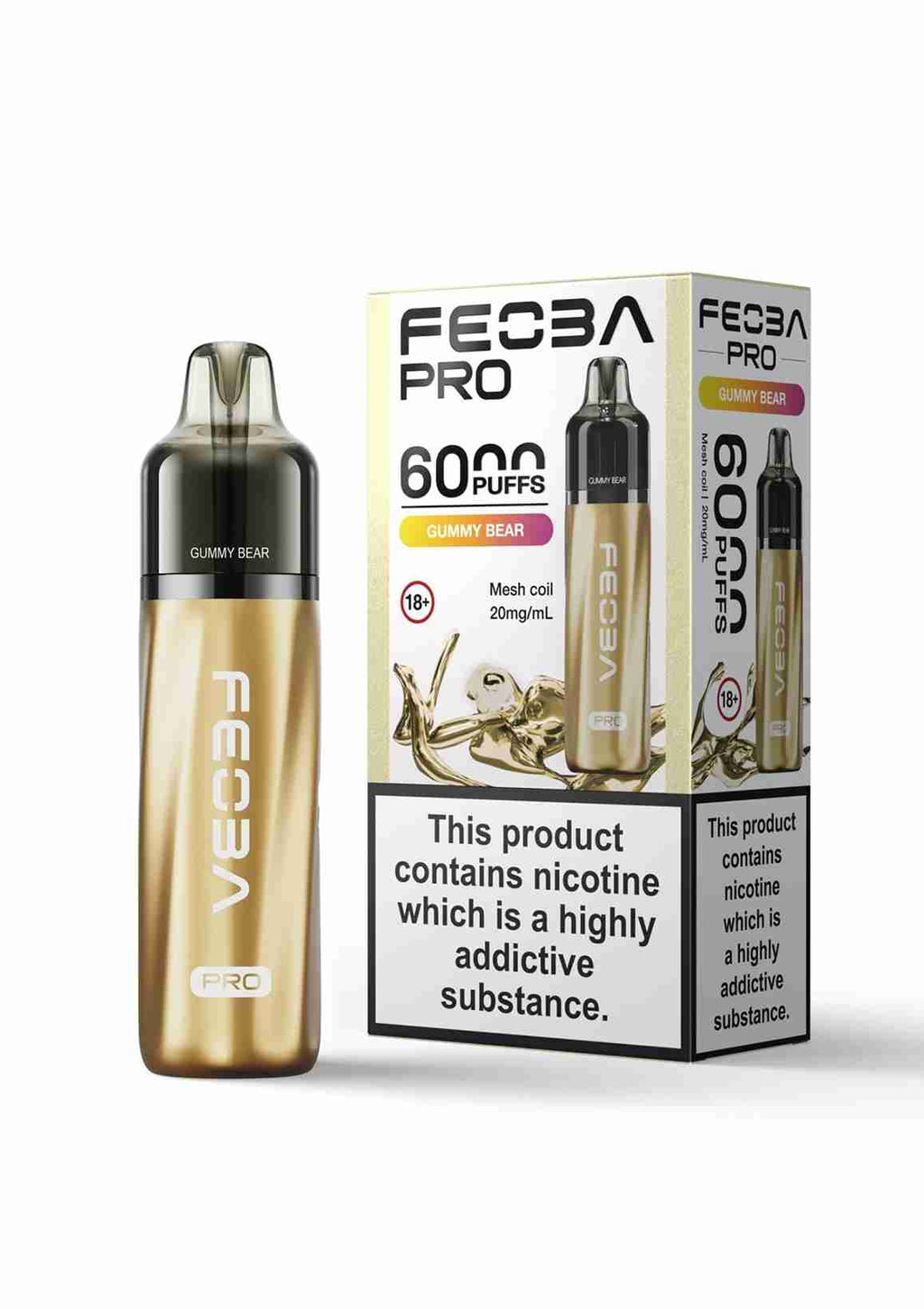 Feoba Pro 6000+ Disposbale Vape Box of 5 - with Gummy Bear flavour