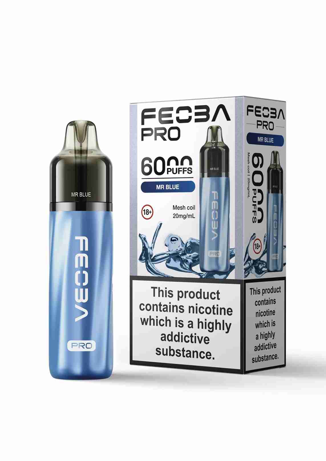 Feoba Pro 6000+ Disposbale Vape Box of 5 - with Mr Blue flavour