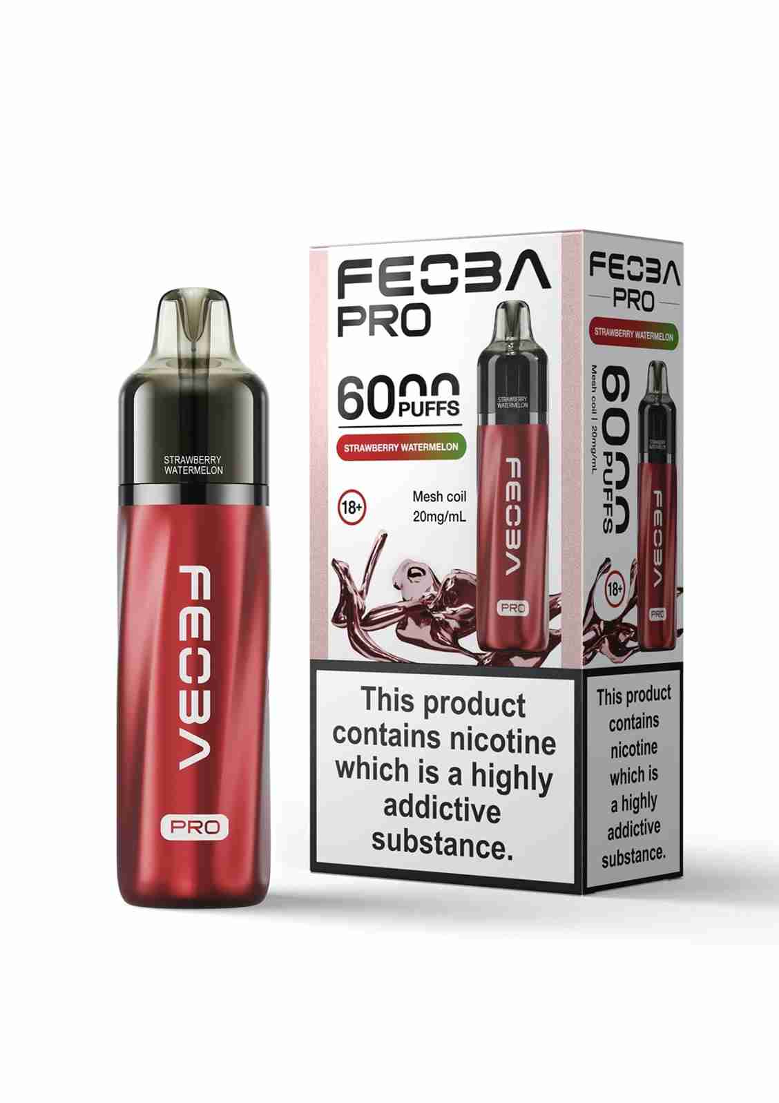 Feoba Pro 6000+ Disposbale Vape Box of 5 -with Strawberry Watermelon flavour