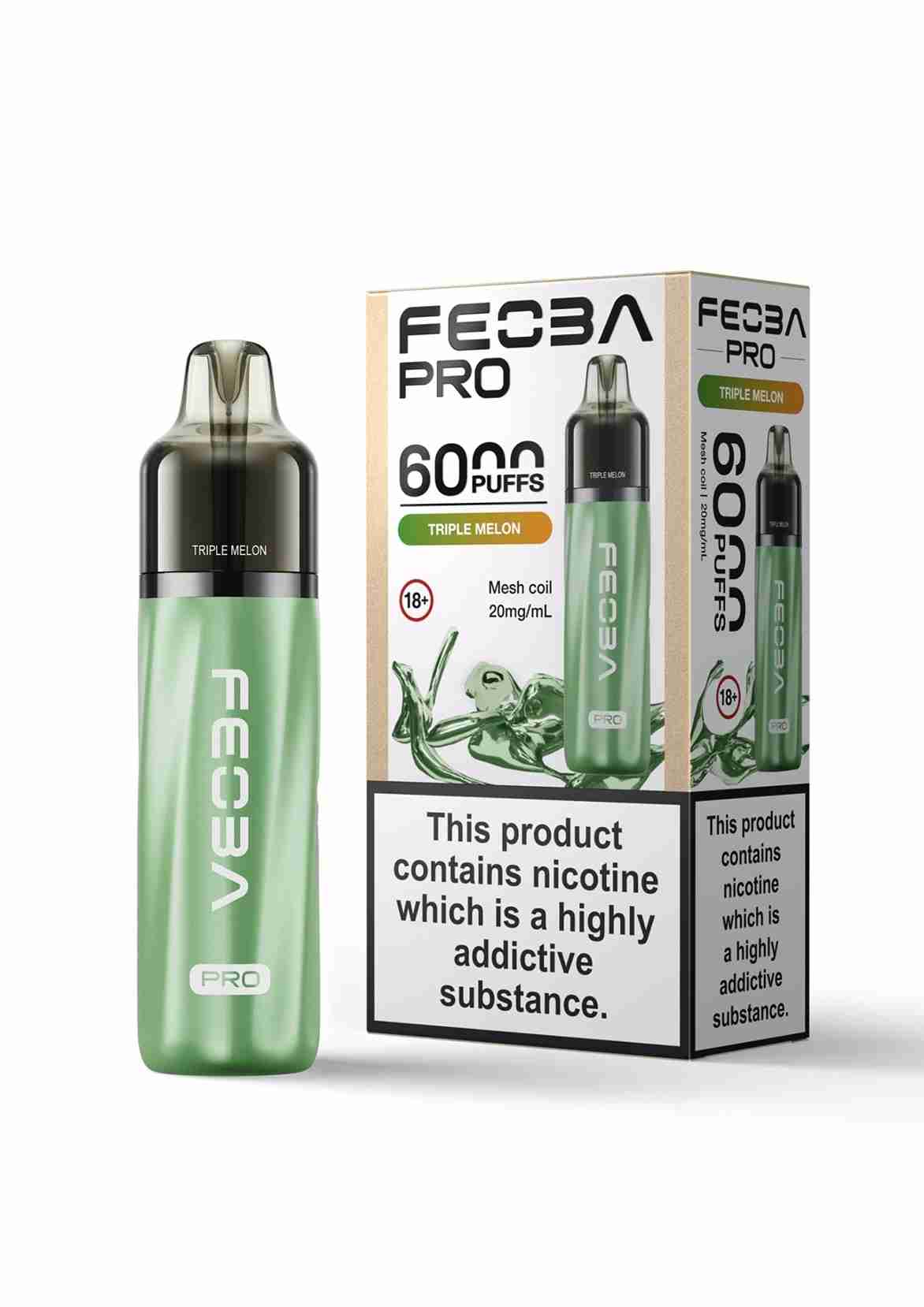 Feoba Pro 6000+ Disposbale Vape Box of 5 - with Triple Melon flavour
