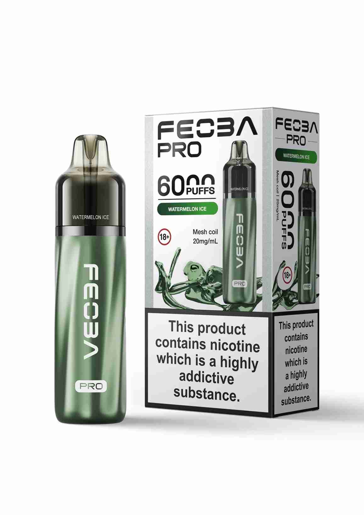 Feoba Pro 6000+ Disposbale Vape Box of 5 - with Watermelon ice flavour