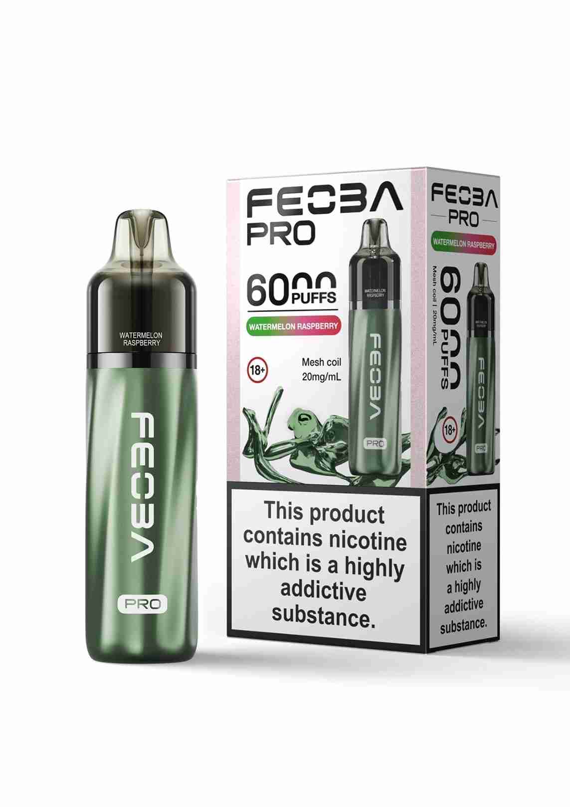 Feoba Pro 6000+ Disposbale Vape Box of 5 - with Watermelon Strawberrry flavour
