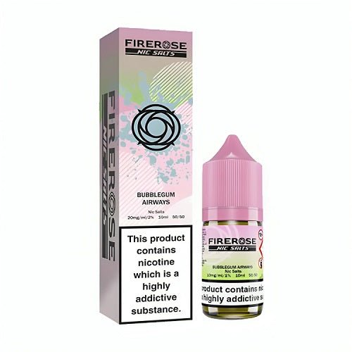Firerose 5000 10ml Nic Salt E Liquid Pack of 10, Bubblegum Airways Flavour