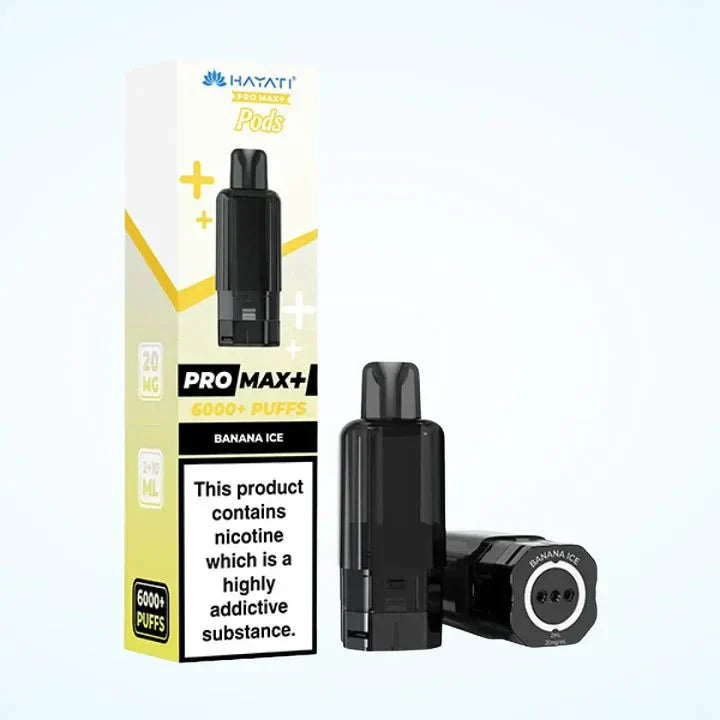 Hayati Pro Max Plus 6000 Puffs Prefilled Pods Box Of 5, Banana ice Flavour 