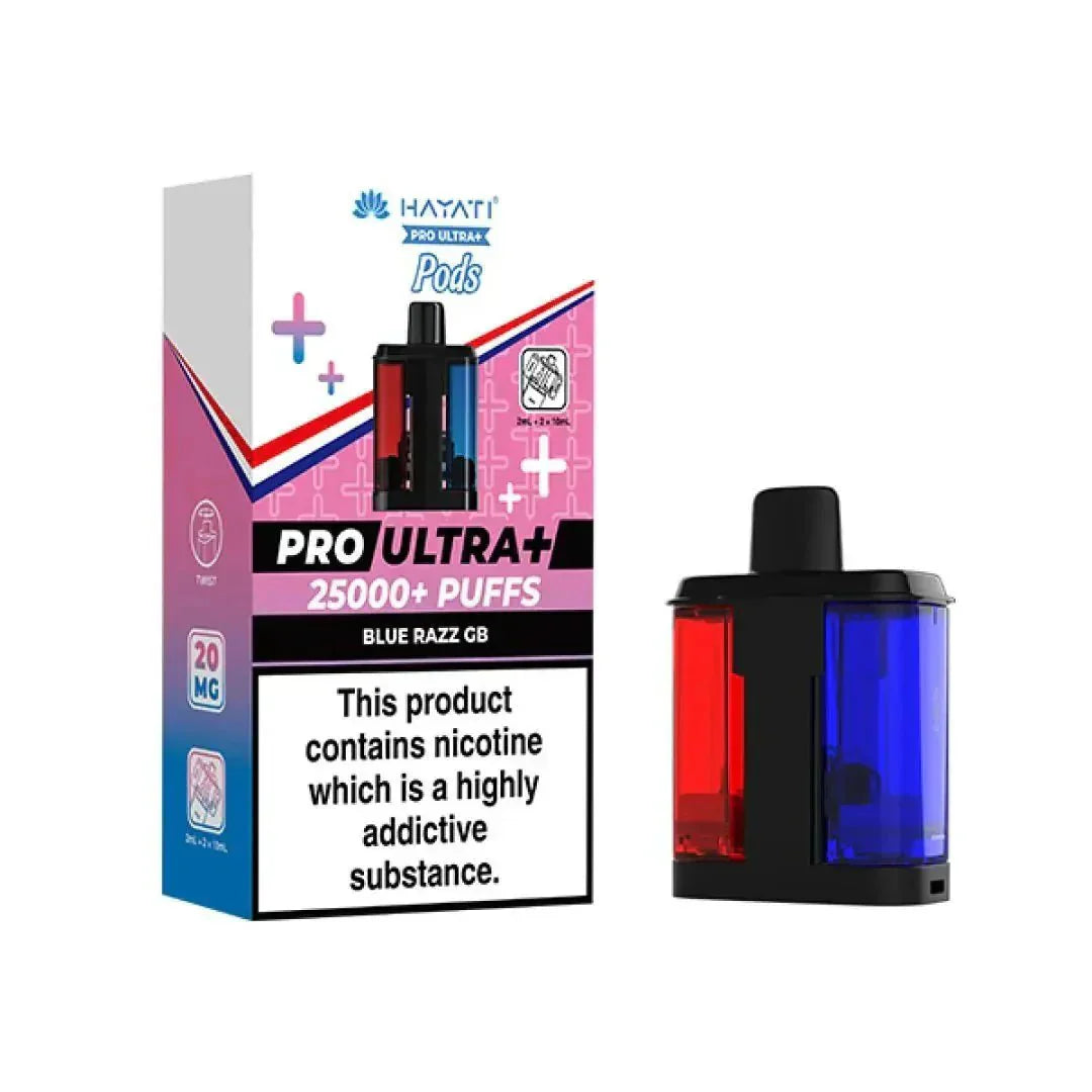 Hayati Pro Ultra Plus 25k Prefilled Pods Box of 5, Blue Razz GB Flavour