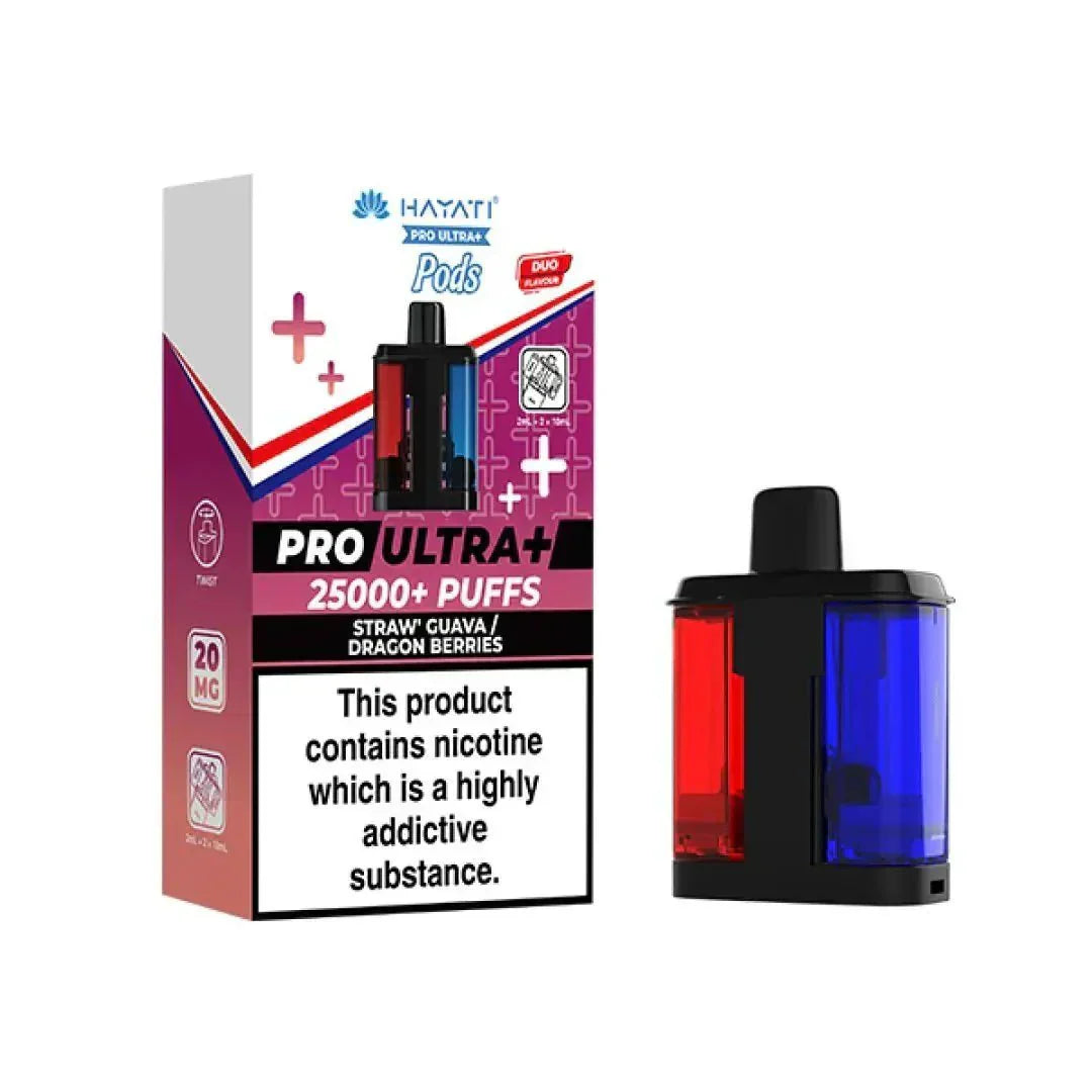Hayati Pro Ultra Plus 25k Prefilled Pods Box of 5, Straw Guava Dragon Berries Flavour