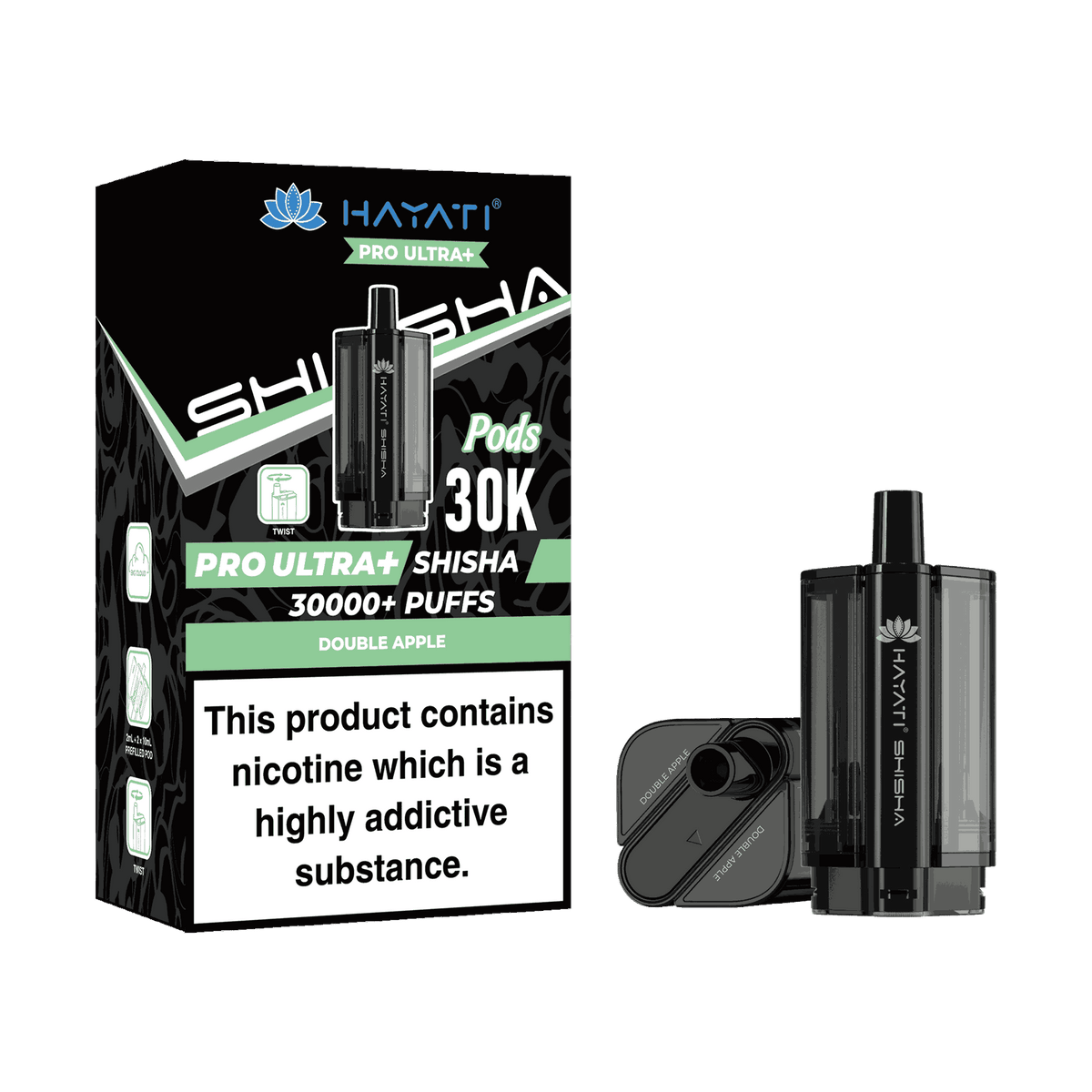 Hayati Pro Ultra Plus Shisha 30k Prefilled Pods Box of 5 - Wholesale Price ! with Double Apple flavour
