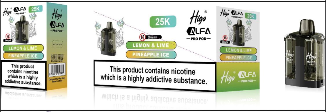 Higo Alfa Pro 25K Prefilled Pods Pack of 5 - Wholesale Price !
