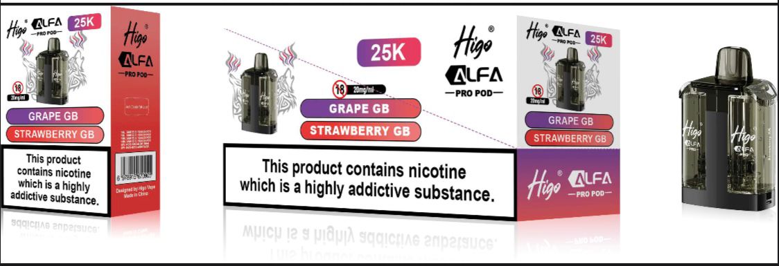 Higo Alfa Pro 25K Prefilled Pods Pack of 5 - Wholesale Price !