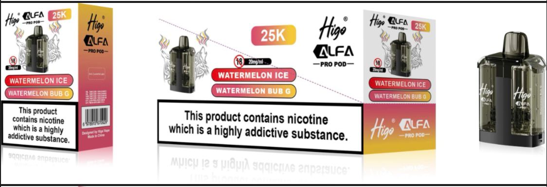 Higo Alfa Pro 25K Prefilled Pods Pack of 5 - Wholesale Price !