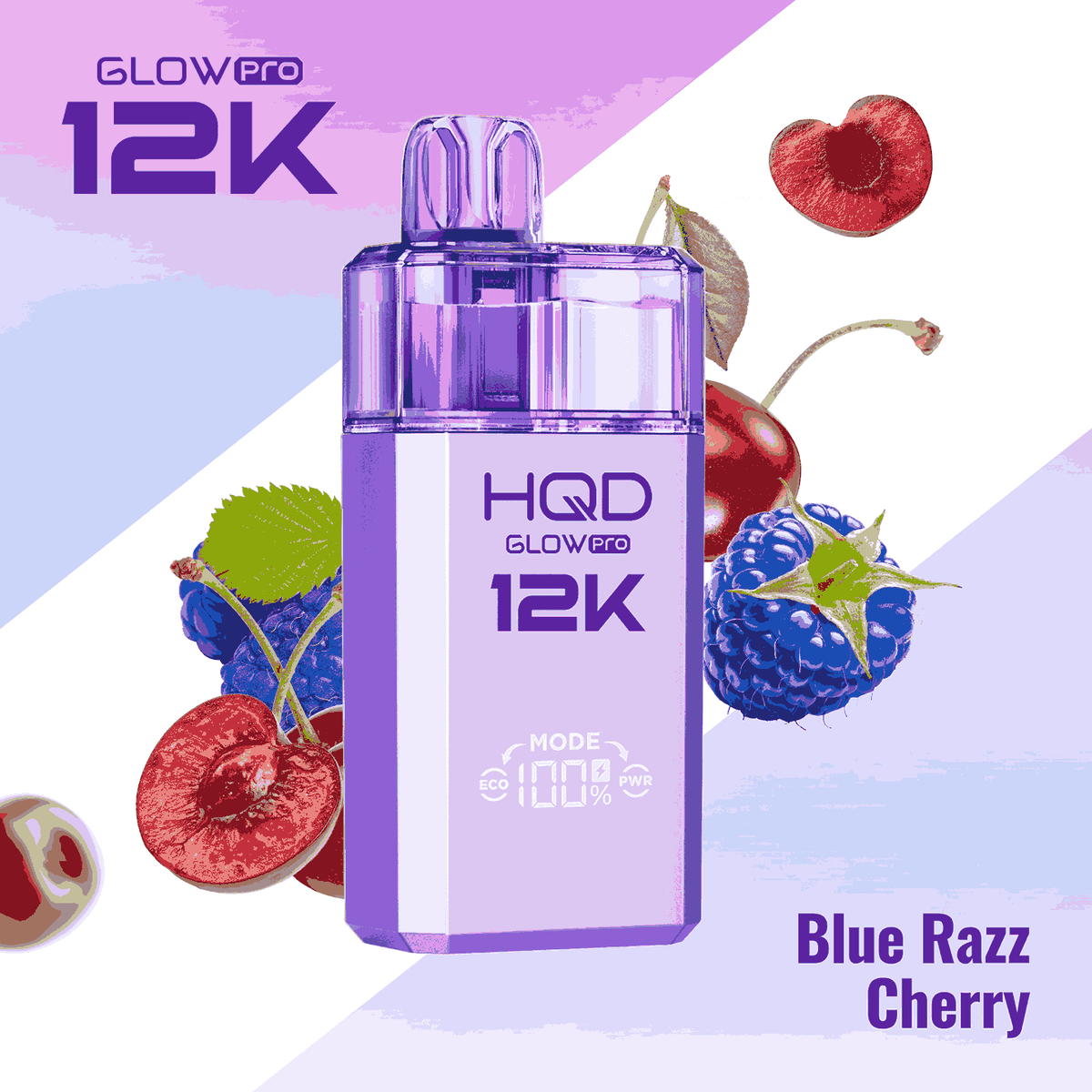 HQD Glow Pro 12k Prefilled vape Pod Kits with Blue Razz Cherry flavour