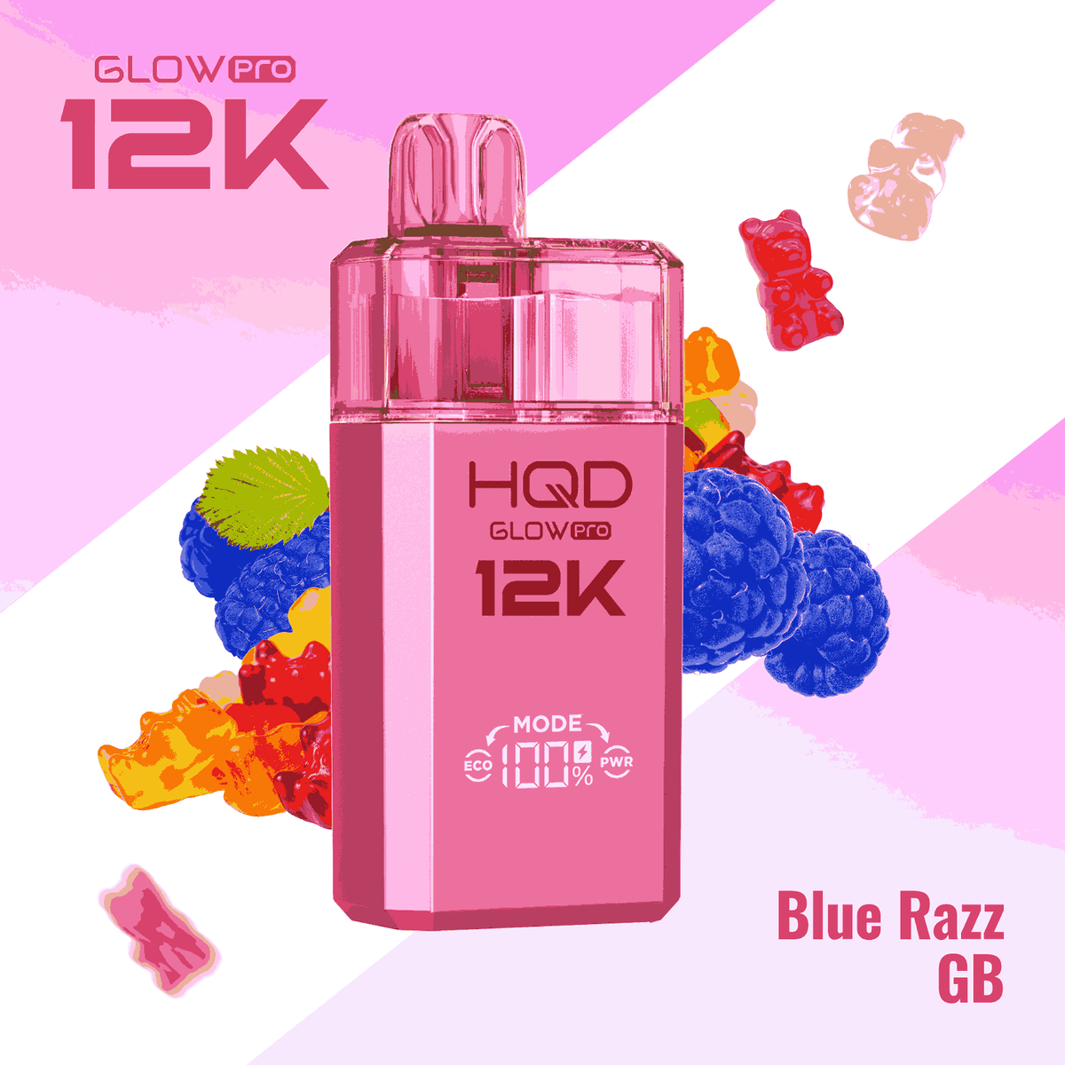 HQD Glow Pro 12k Prefilled vape Pod Kits with Blue Razz Gb flavour