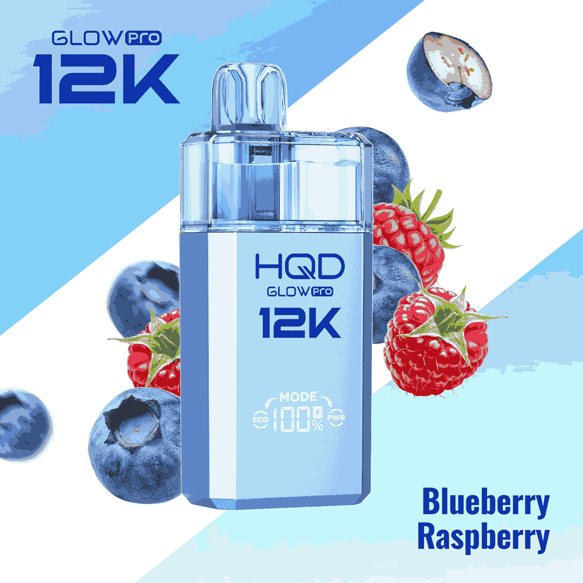 HQD Glow Pro 12k Prefilled vape Pod Kits with Blueberry Raspberry flavour