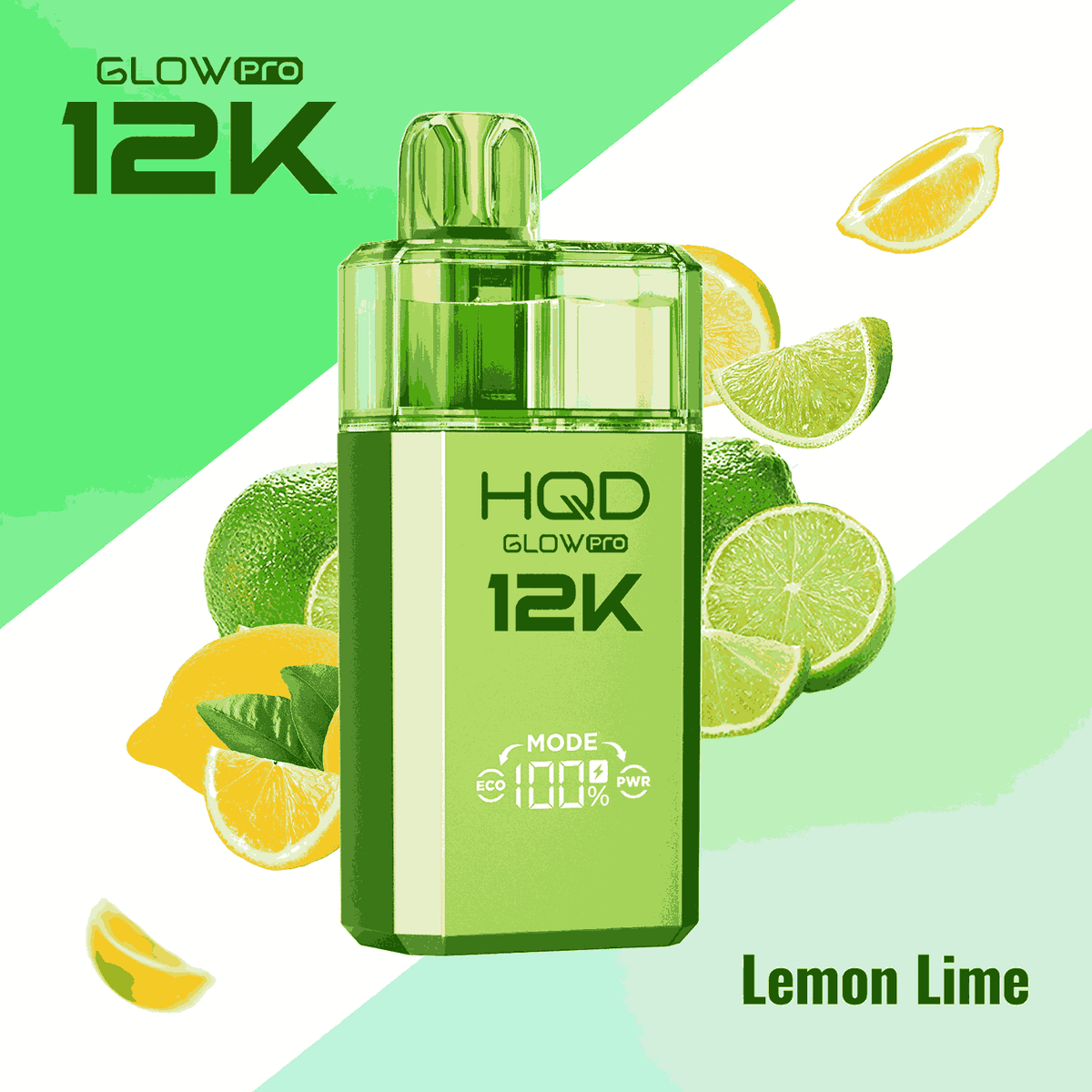 HQD Glow Pro 12k Prefilled vape Pod Kits with Lemon Lime flavour