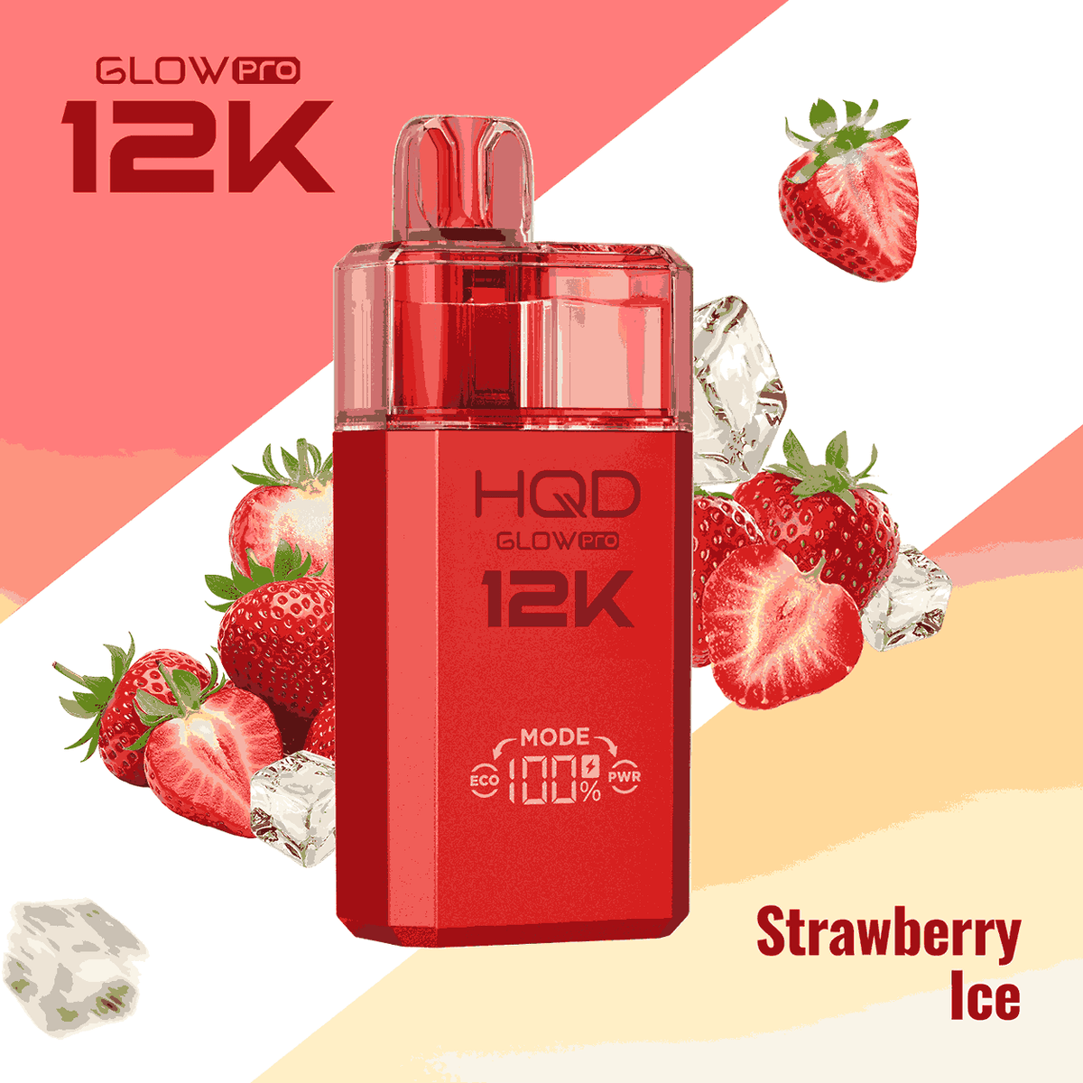 HQD Glow Pro 12k Prefilled vape Pod Kits with Strawberry Ice flavour