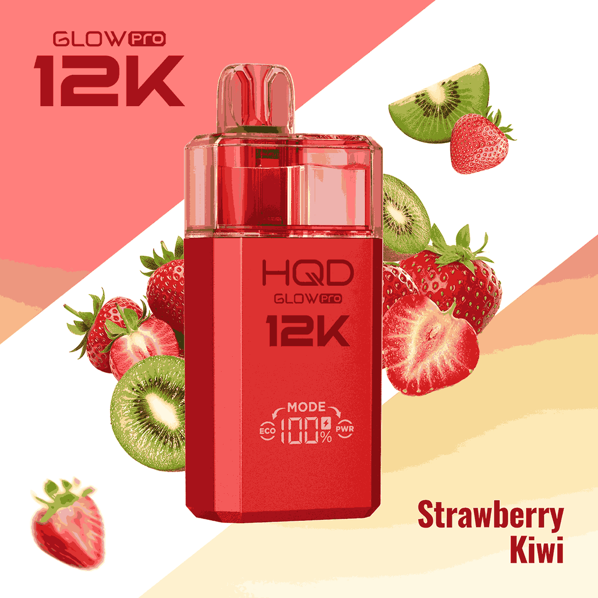 HQD Glow Pro 12k Prefilled vape Pod Kits with Strawberry Kiwi flavour