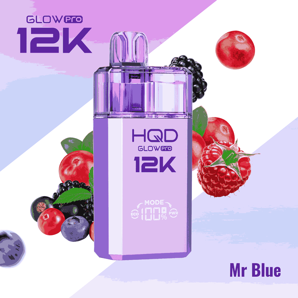 HQD Glow Pro 12k Prefilled vape Pod Kits with Mr Blue flavour