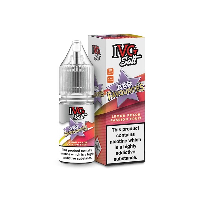 Ivg Salts 10ml Bar Favourites Pack Of 10, Lemon Peach Passion Fruit Flavour