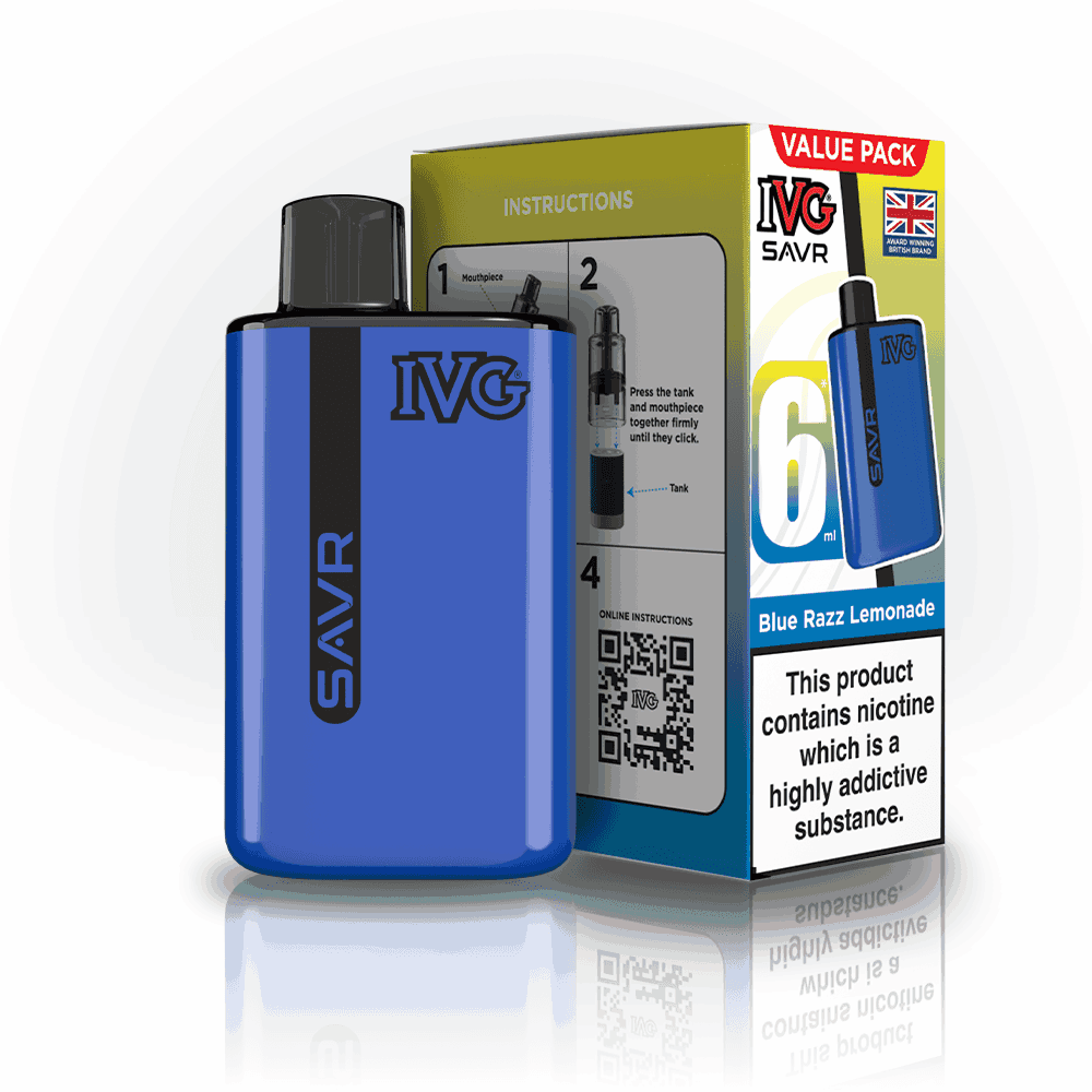 IVG SAVR 3000 Disposable Starter Vape - Pack of 5 - with Blue Razz Lemonade flavour