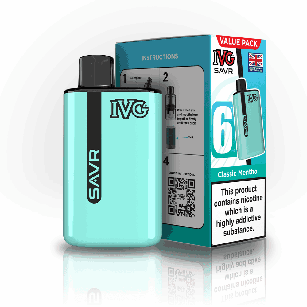 IVG SAVR 3000 Disposable Starter Vape - Pack of 5 - with Classic Menthol flavour
