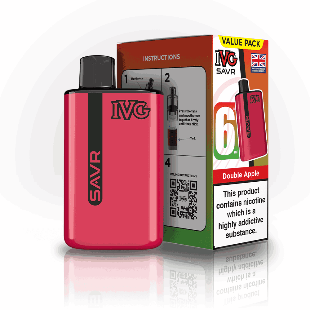 IVG SAVR 3000 Disposable Starter Vape - Pack of 5 - with Double Apple flavour