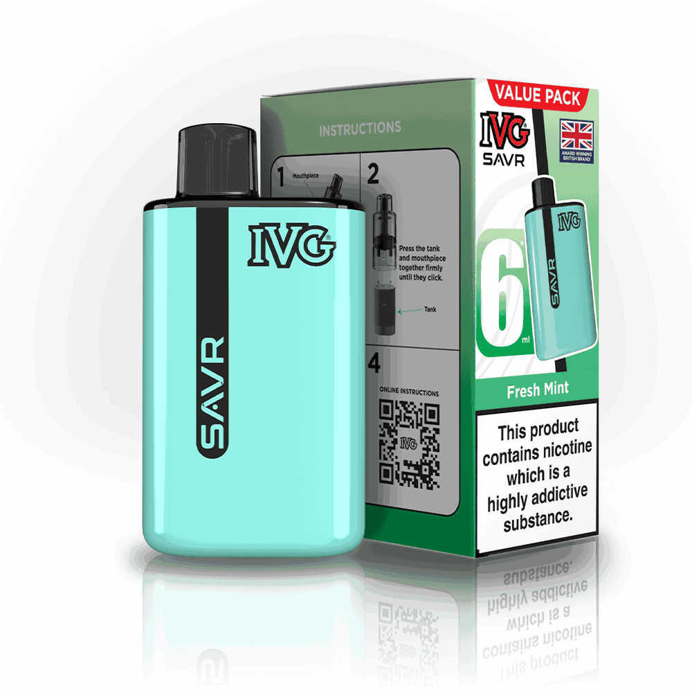 IVG SAVR 3000 Disposable Starter Vape - Pack of 5 - with Fresh Mint flavour